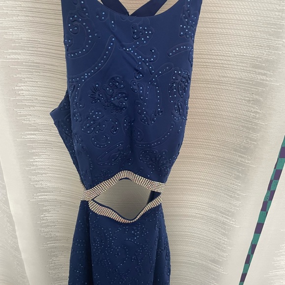 ZIZI Royal Blue Cocktail Dress with Rhinestone Details Size 1/2 - Picture 2 of 3